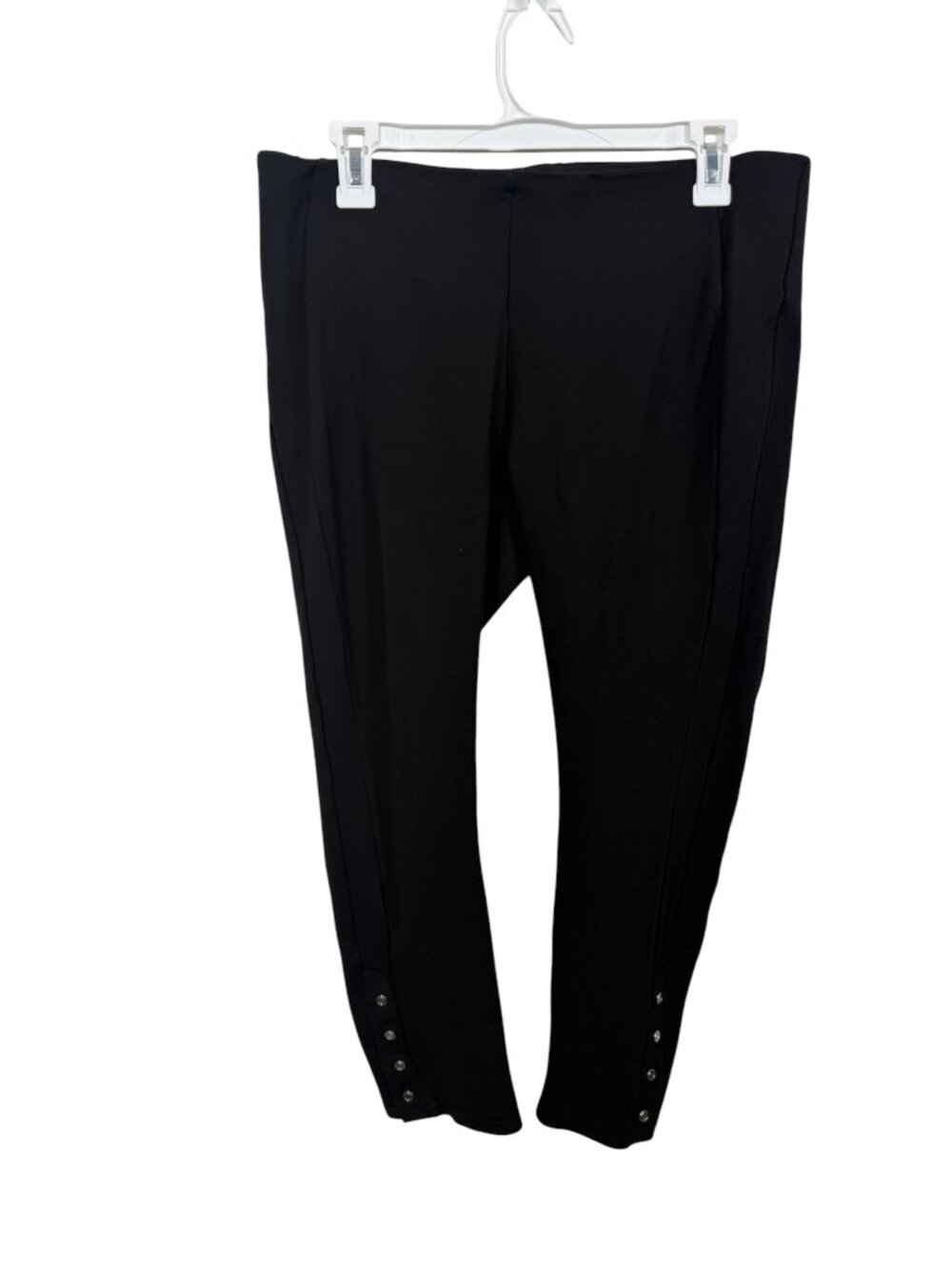 Nygard Slims Capri Pants Womens Large Black Studded Pull On Workwear Career